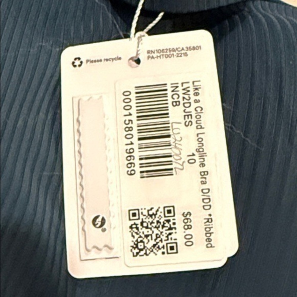 Lululemon Like a Cloud Ribbed Longline Bra D/DD Cup Indochine Blue size 10 NWT - Picture 4 of 6